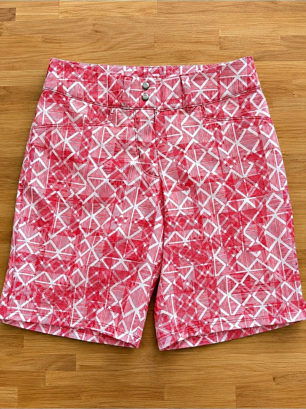 Adidas Geometric Athletic Shorts in Pink & White Size 0